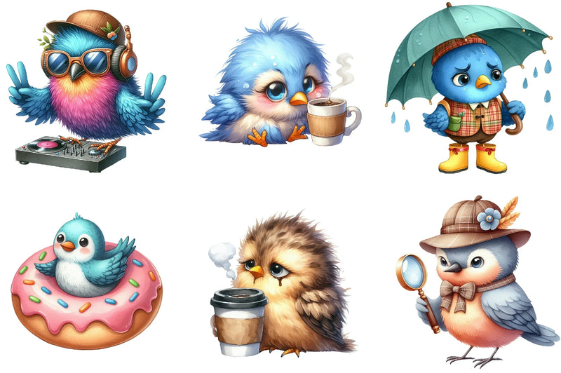 Quirky Funny Cartoon Bird Clipart Bundle - CraftNest - Digital Crafting and Art