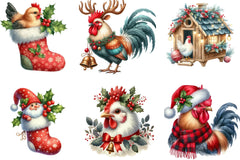 Christmas Rooster and Chicken Clipart Bundle - CraftNest - Digital Crafting and Art