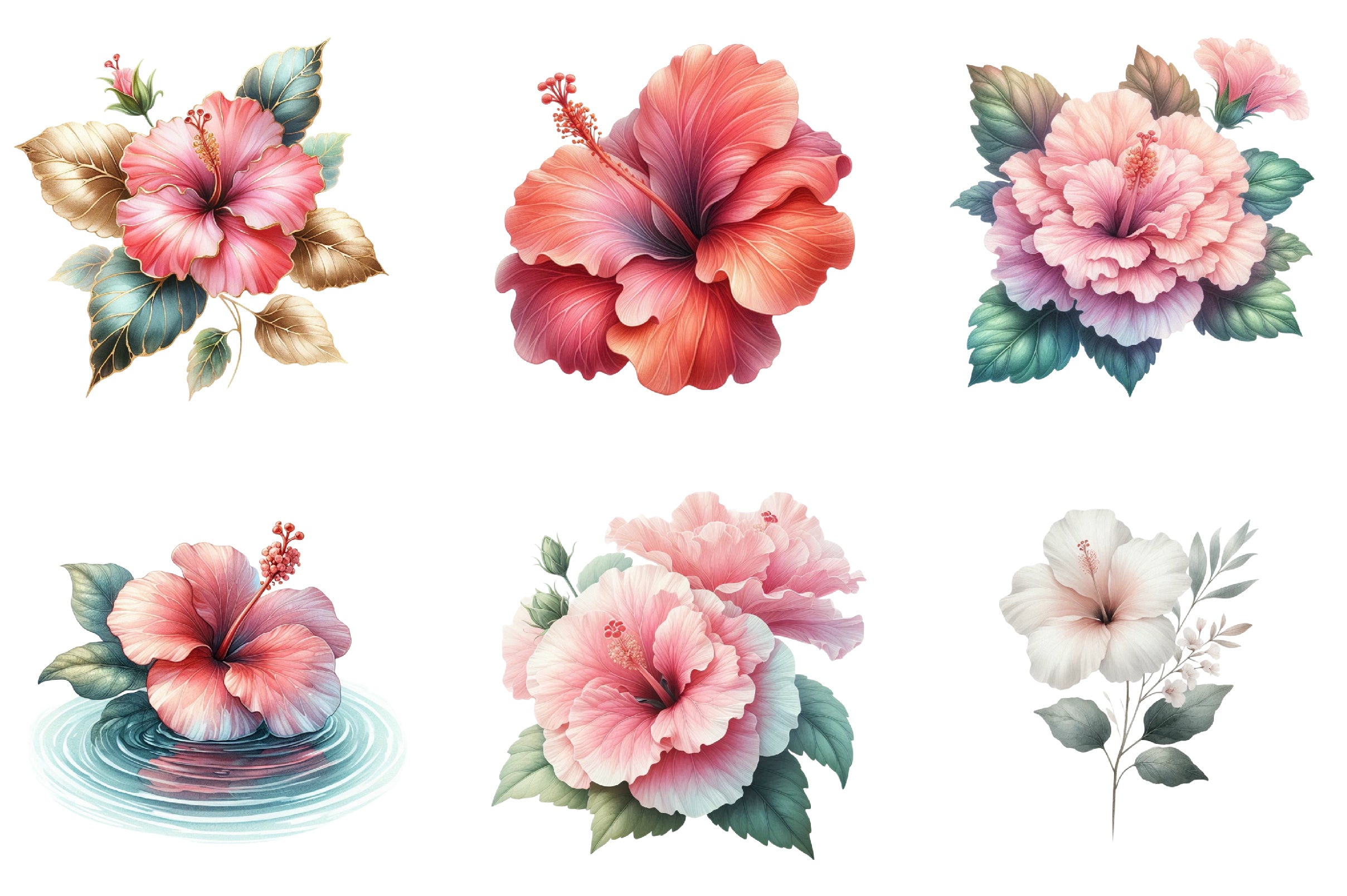 Hibiscus Flower Clipart Bundle