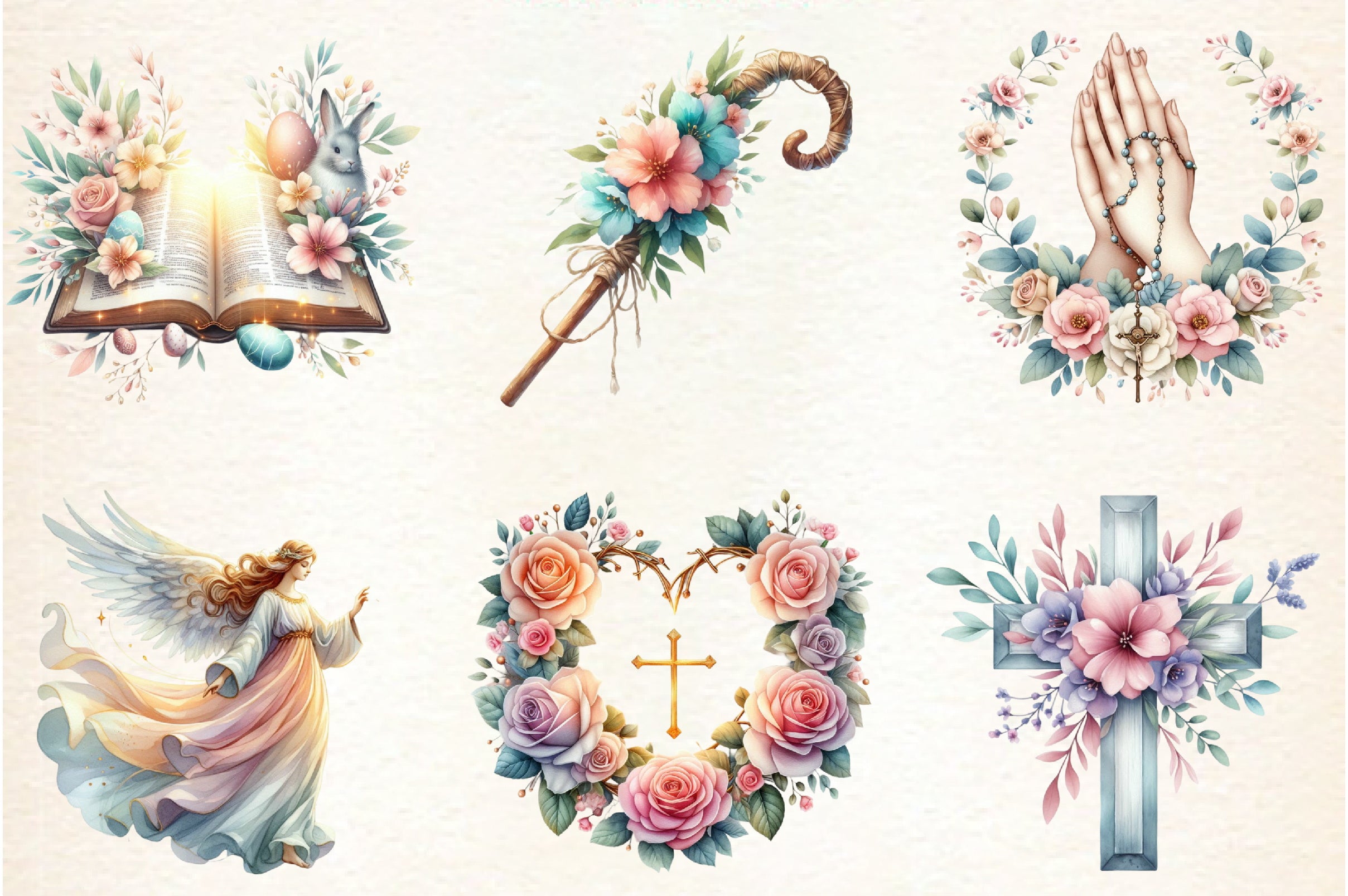 Pastel Christian Easter Clipart Bundle