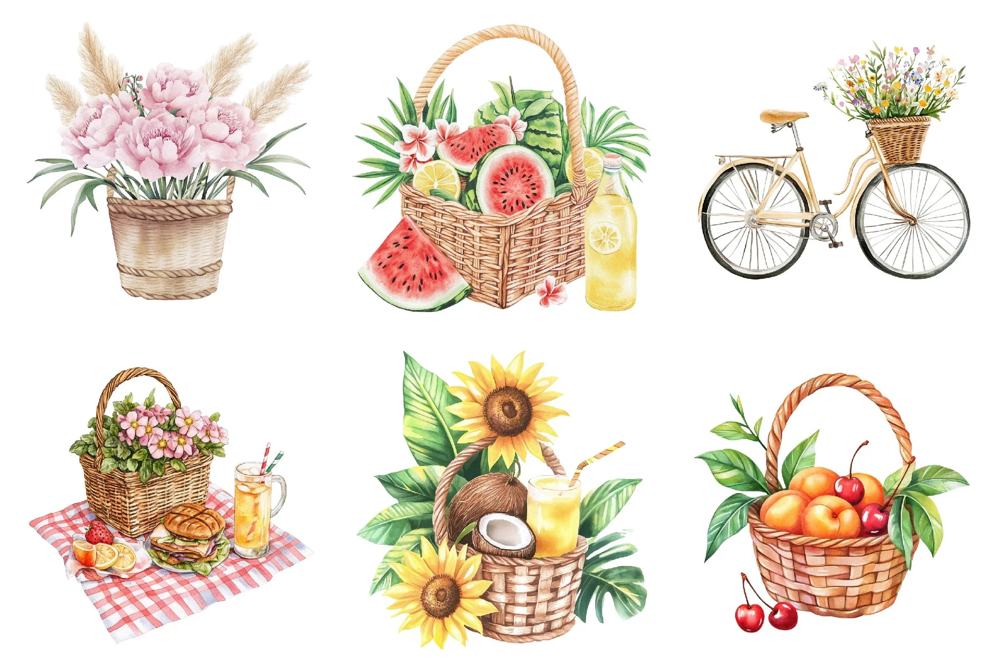 Summer Basket Clipart Bundle - CraftNest - Digital Crafting and Art