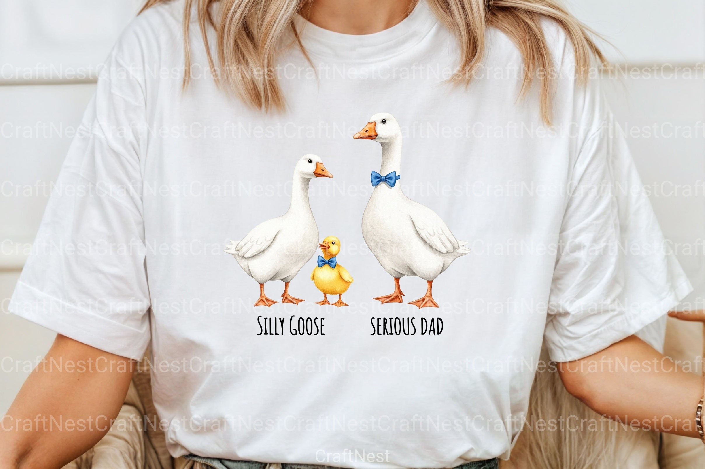 Bow Tie Goose Dad Cute Duo Clipart Bundle - CraftNest - Digital Crafting and Art