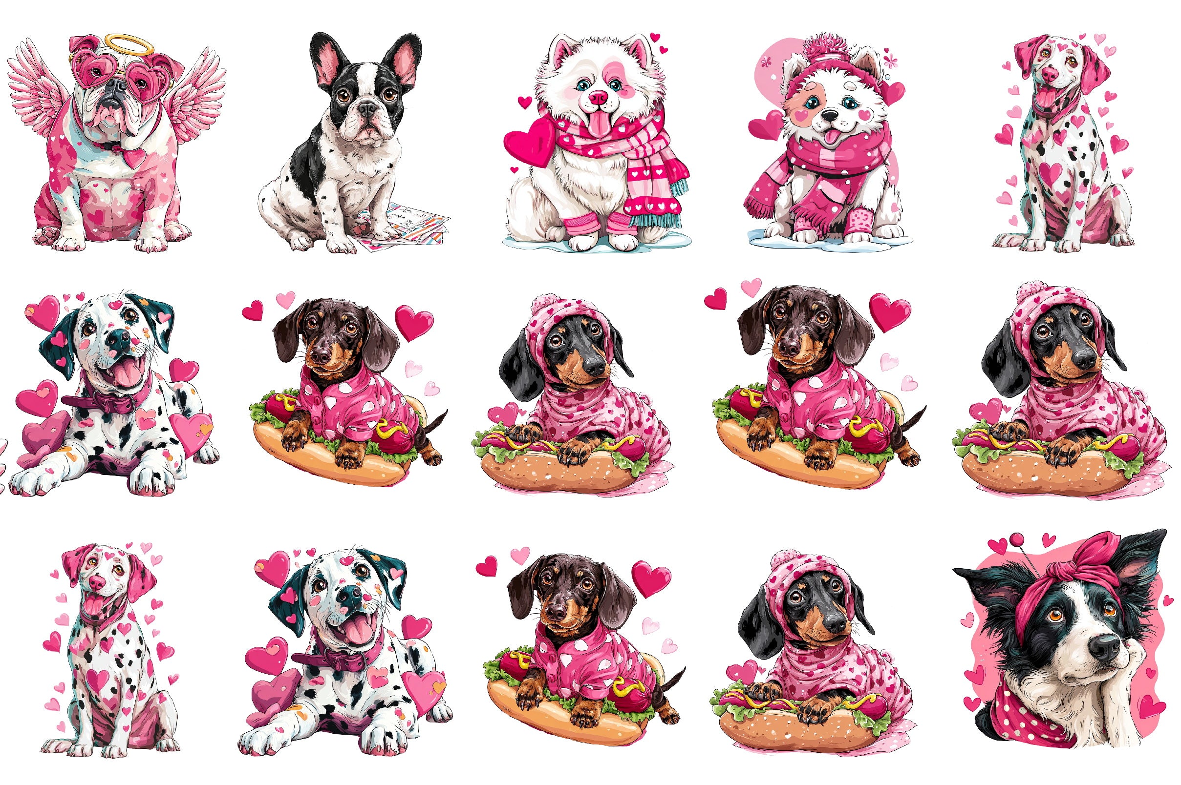 Valentine's Day Funny Dog Clipart Bundle