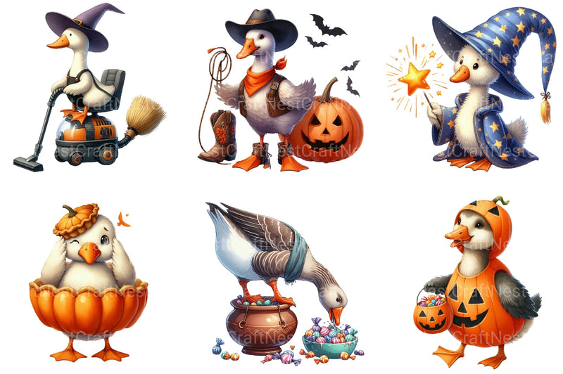 Funny Halloween Silly Goose Clipart Bundle - CraftNest - Digital Crafting and Art