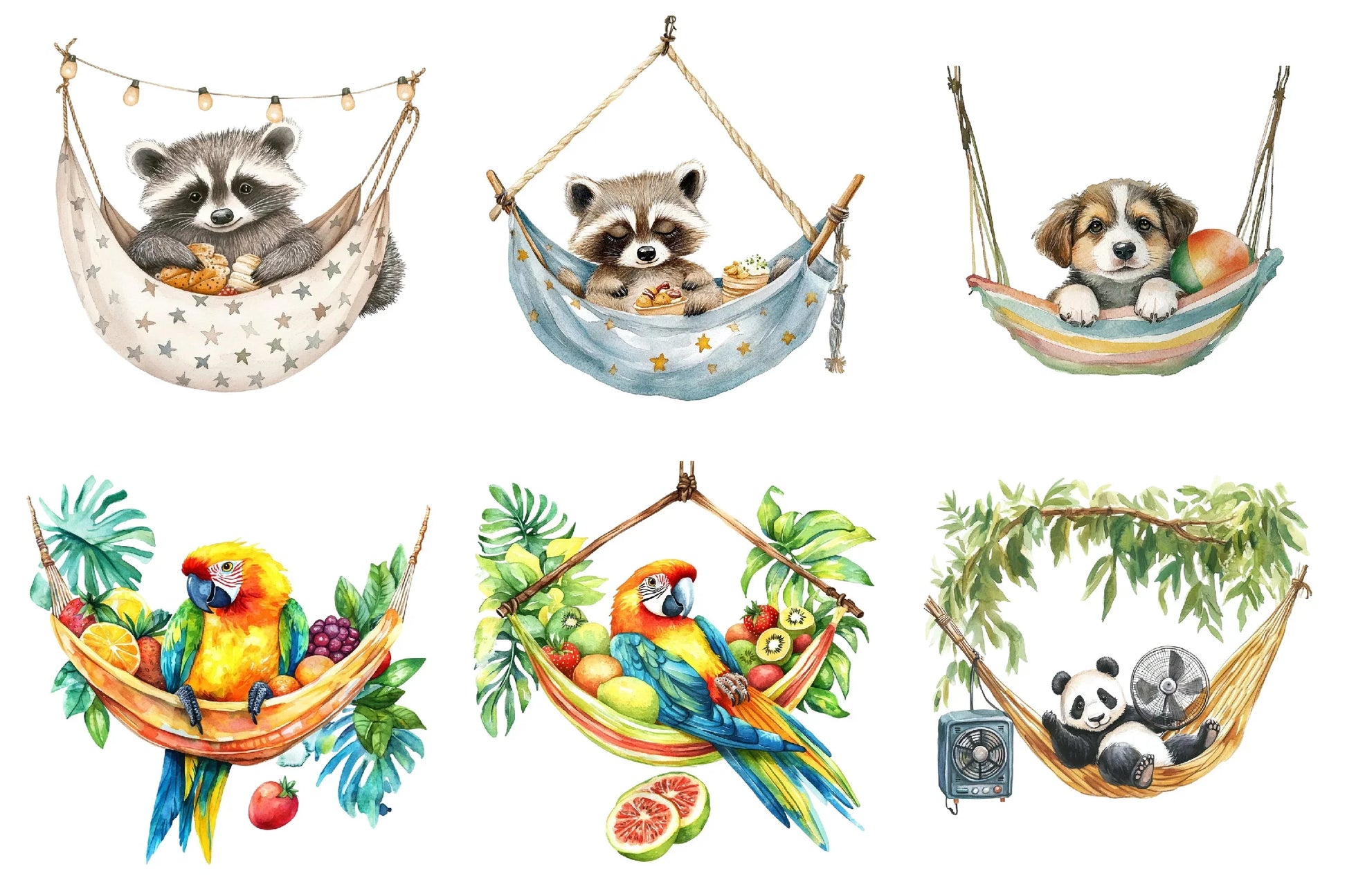 Summer Animals in Hammock Clipart Bundle - CraftNest - Digital Crafting and Art