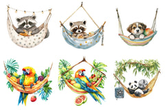 Summer Animals in Hammock Clipart Bundle - CraftNest - Digital Crafting and Art