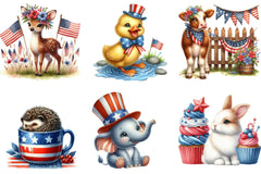Fourth of July Cute Animal Clipart Bundle - CraftNest - Digital Crafting and Art