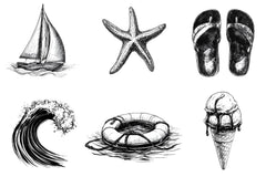 Hand Drawn Summer Black Clipart Bundle - CraftNest - Digital Crafting and Art