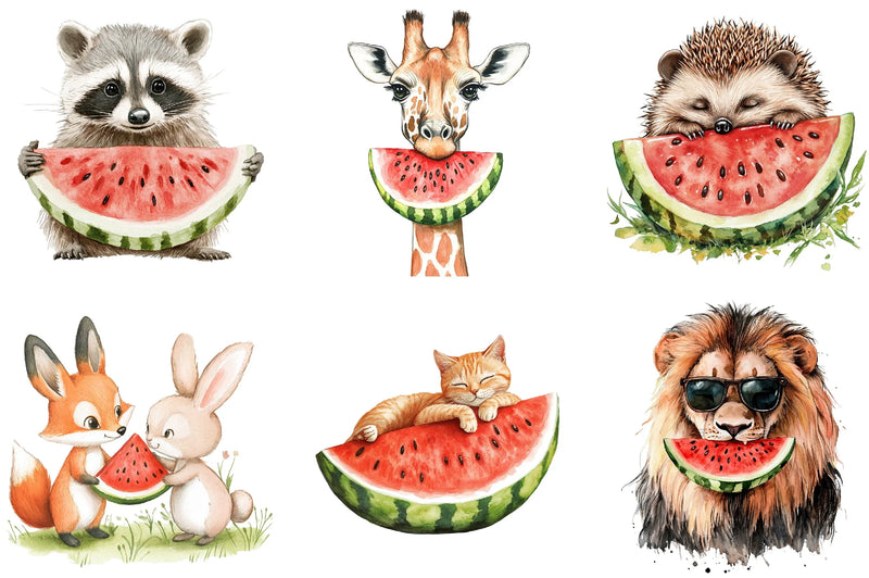 Summer Animals Watermelon Clipart Bundle - CraftNest - Digital Crafting and Art