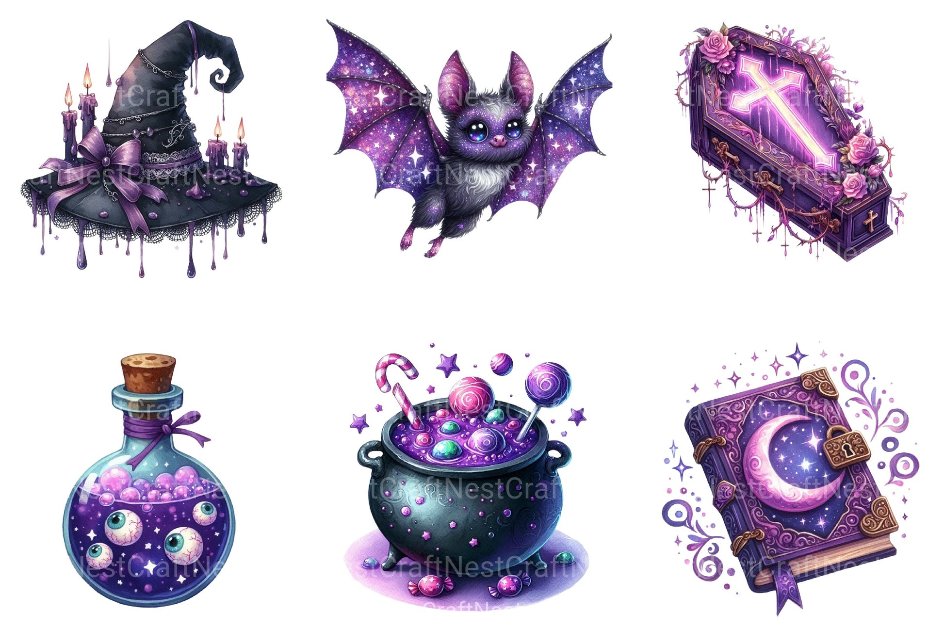 Spooky Purple Halloween Clipart Bundle - CraftNest - Digital Crafting and Art