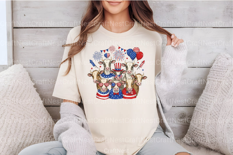 4th of July USA Patriotic Highland Cows Clipart Bundle - CraftNest - Digital Crafting and Art