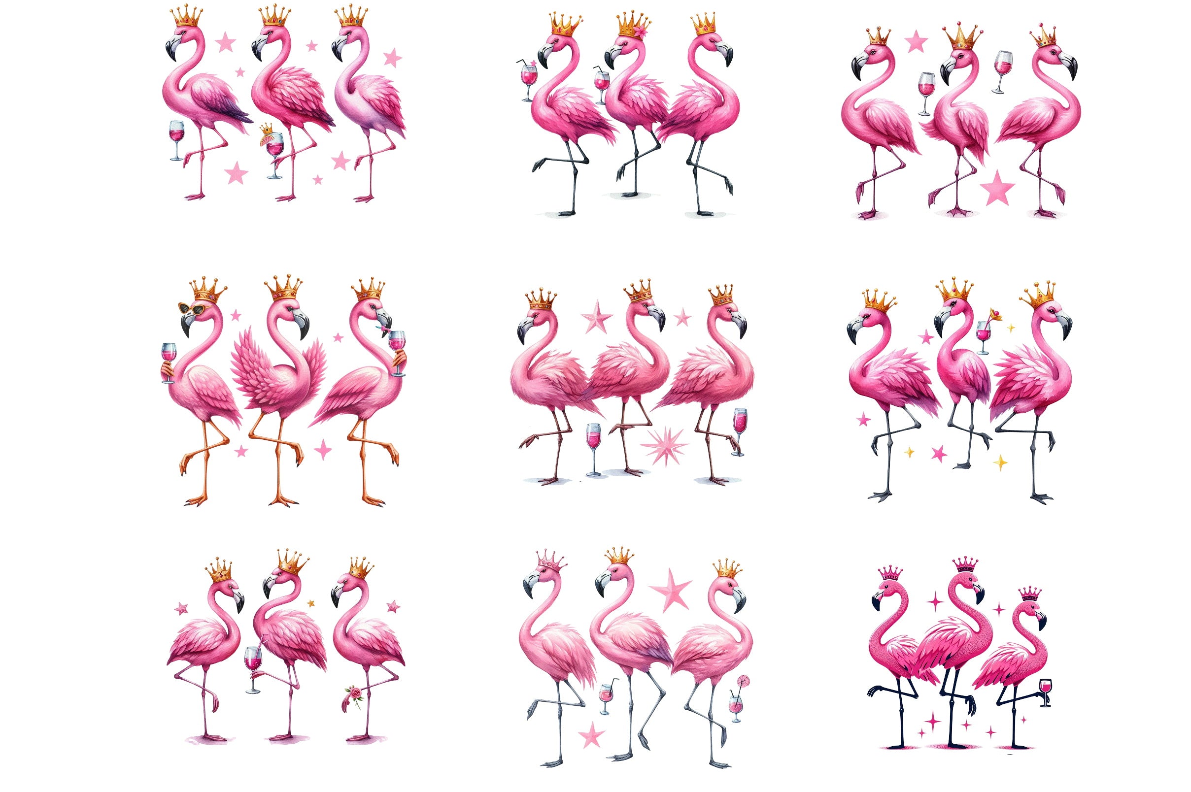 Funny Flamingo Clipart Bundle
