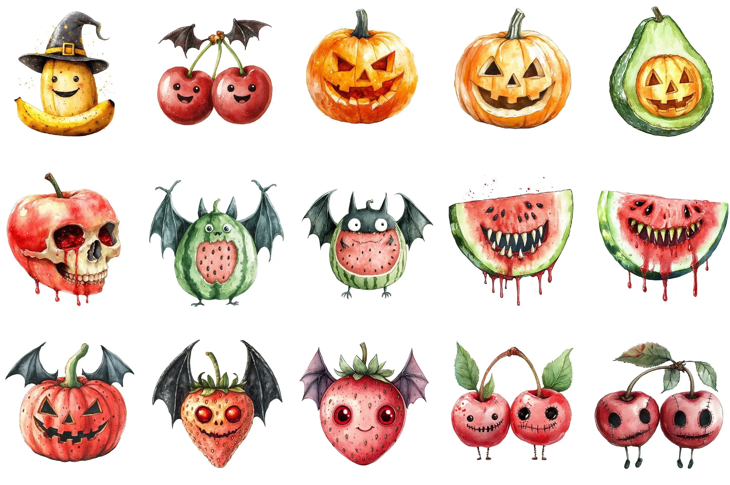 Halloween Fruit Mash-Up Clipart Bundle - CraftNest - Digital Crafting and Art