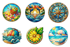 Round Stained Glass Summer Clipart Bundle - CraftNest - Digital Crafting and Art