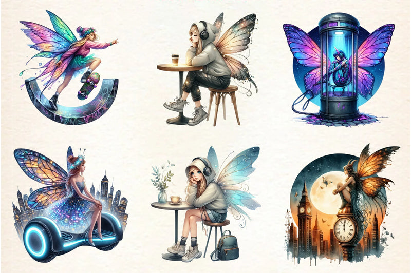 Urban Fairy Clipart Bundle Set - CraftNest - Digital Crafting and Art