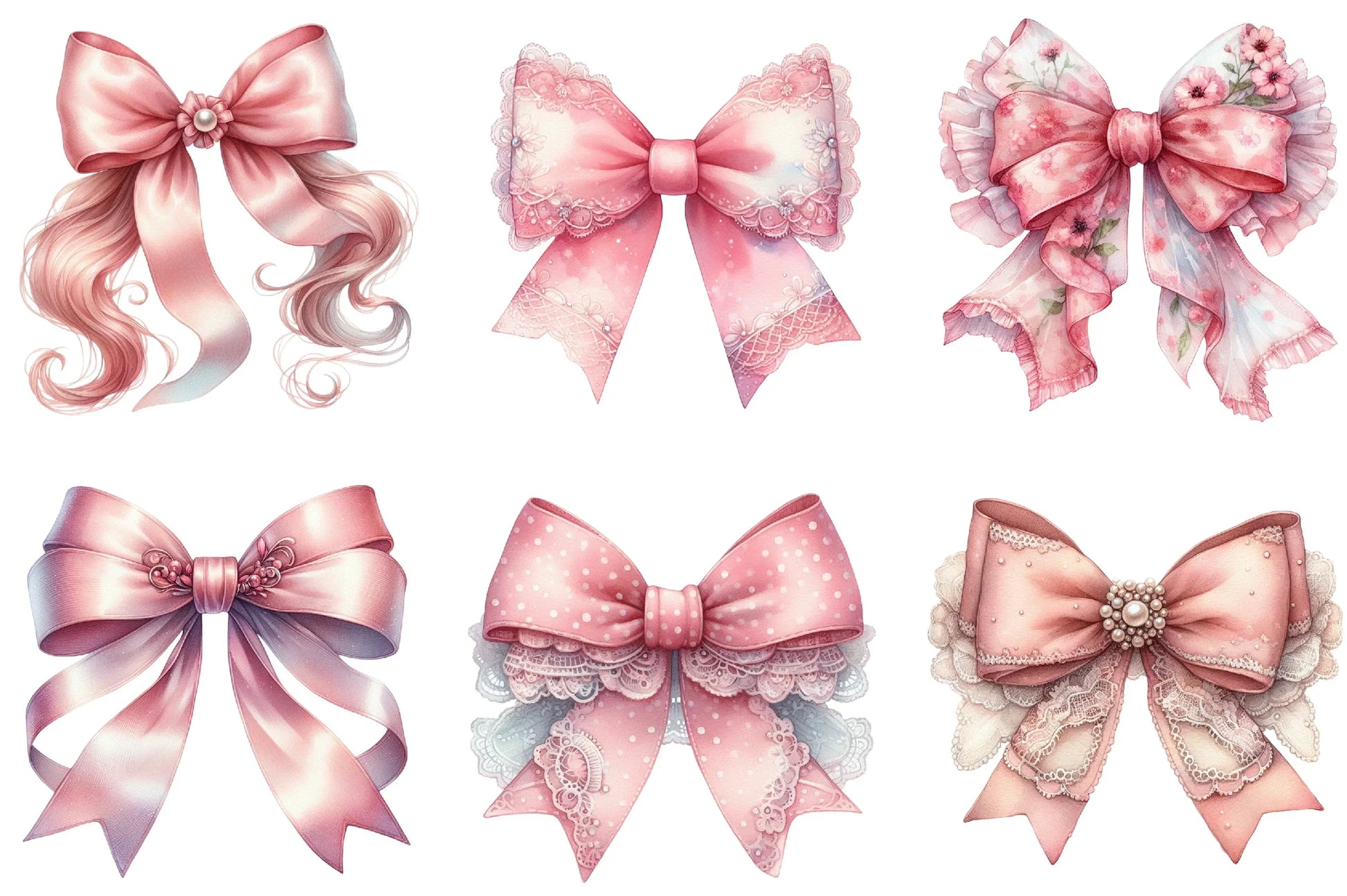 Soft Pink Coquette Bow Clipart Bundle - CraftNest - Digital Crafting and Art