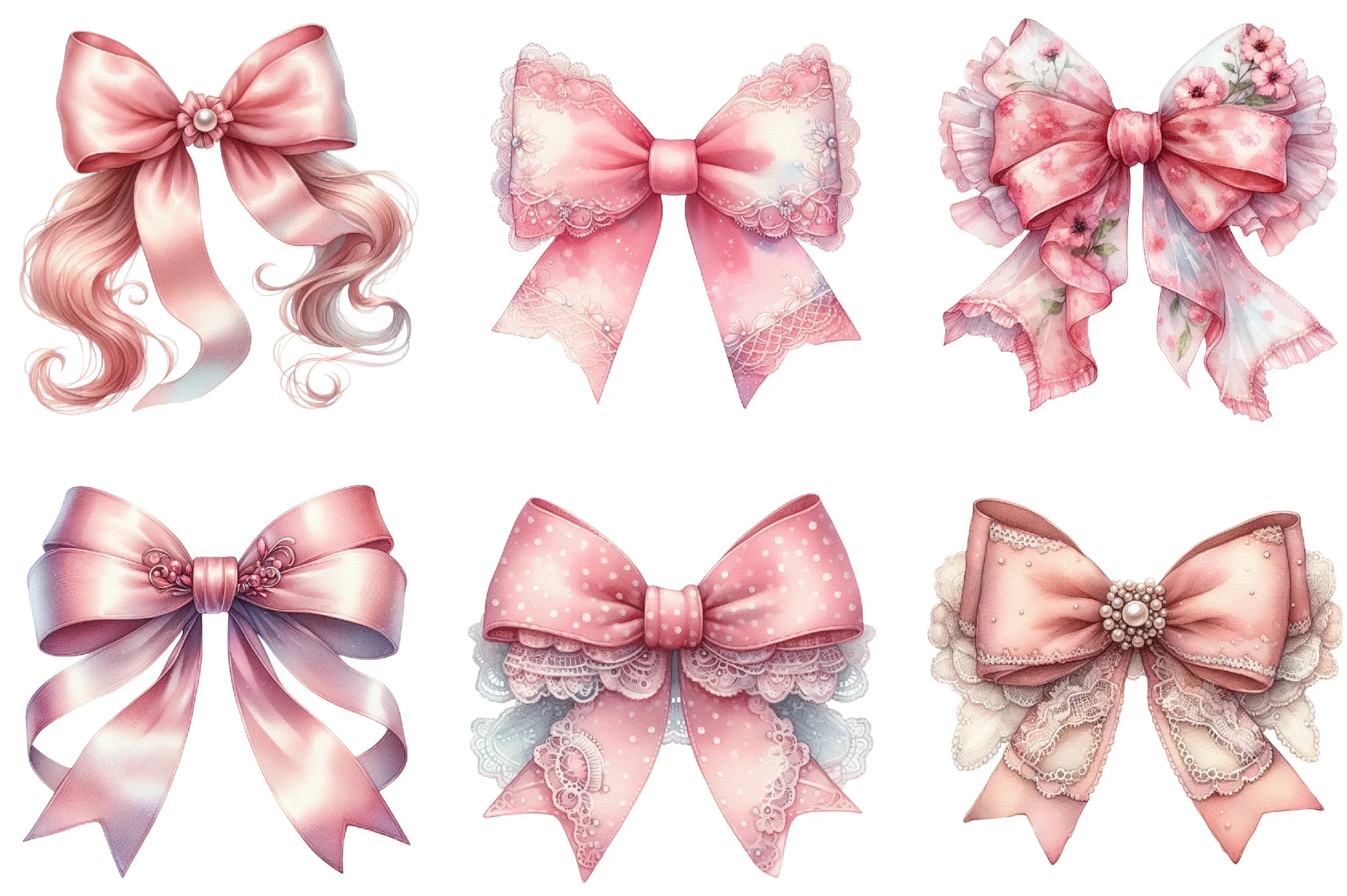 Soft Pink Coquette Bow Clipart Bundle - CraftNest - Digital Crafting and Art