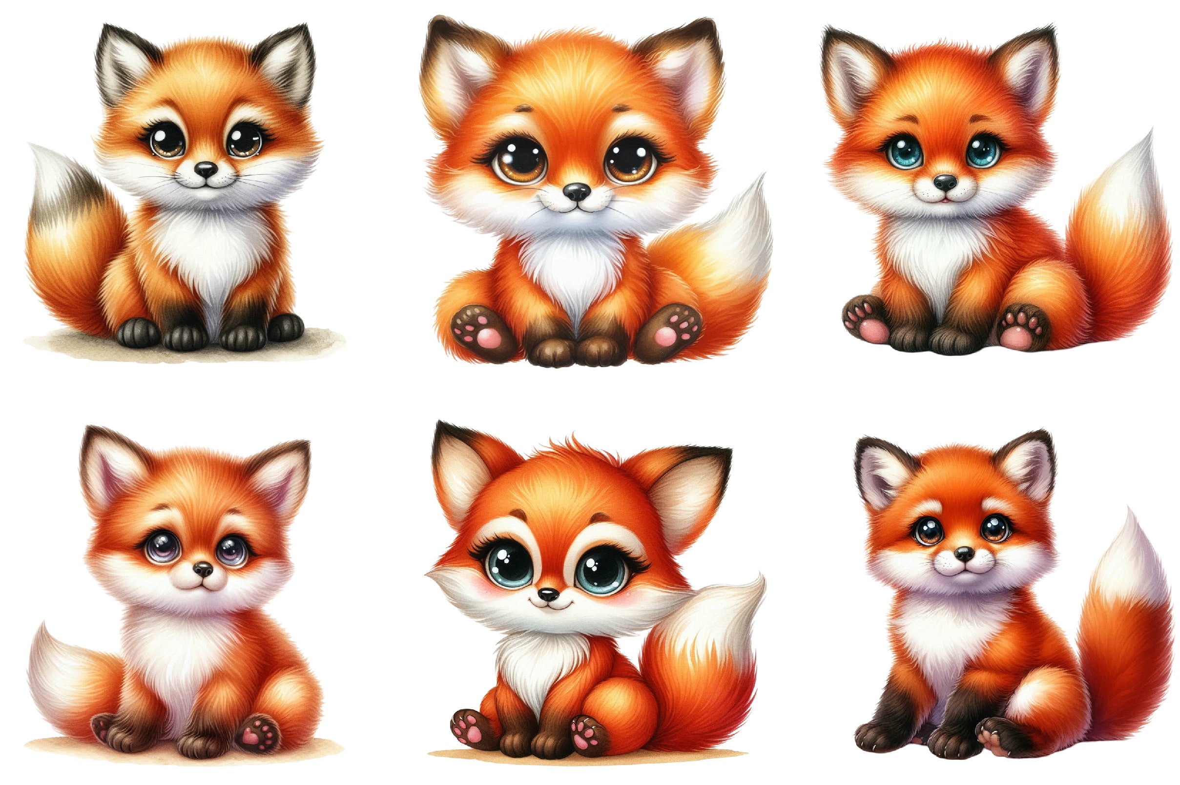 Cute Kawaii Kit Fox Clipart Bundle