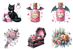 Pink Halloween Witch Wedding Clipart Bundle 17 - CraftNest - Digital Crafting and Art