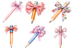 Coquette School Pencil Bow Clipart Bundle 36 - CraftNest - Digital Crafting and Art