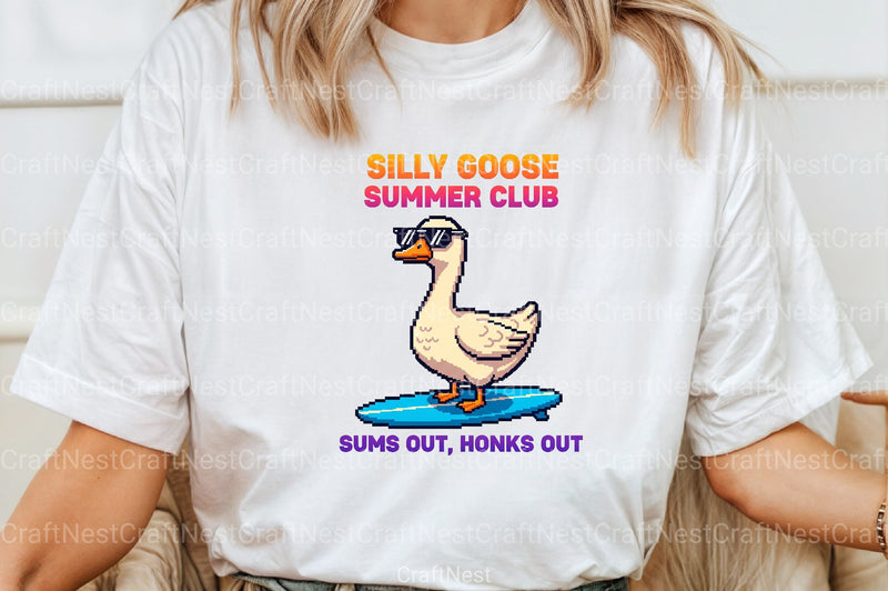 Blocky Style Funny Summer Goose Clipart Bundle 122 - CraftNest - Digital Crafting and Art