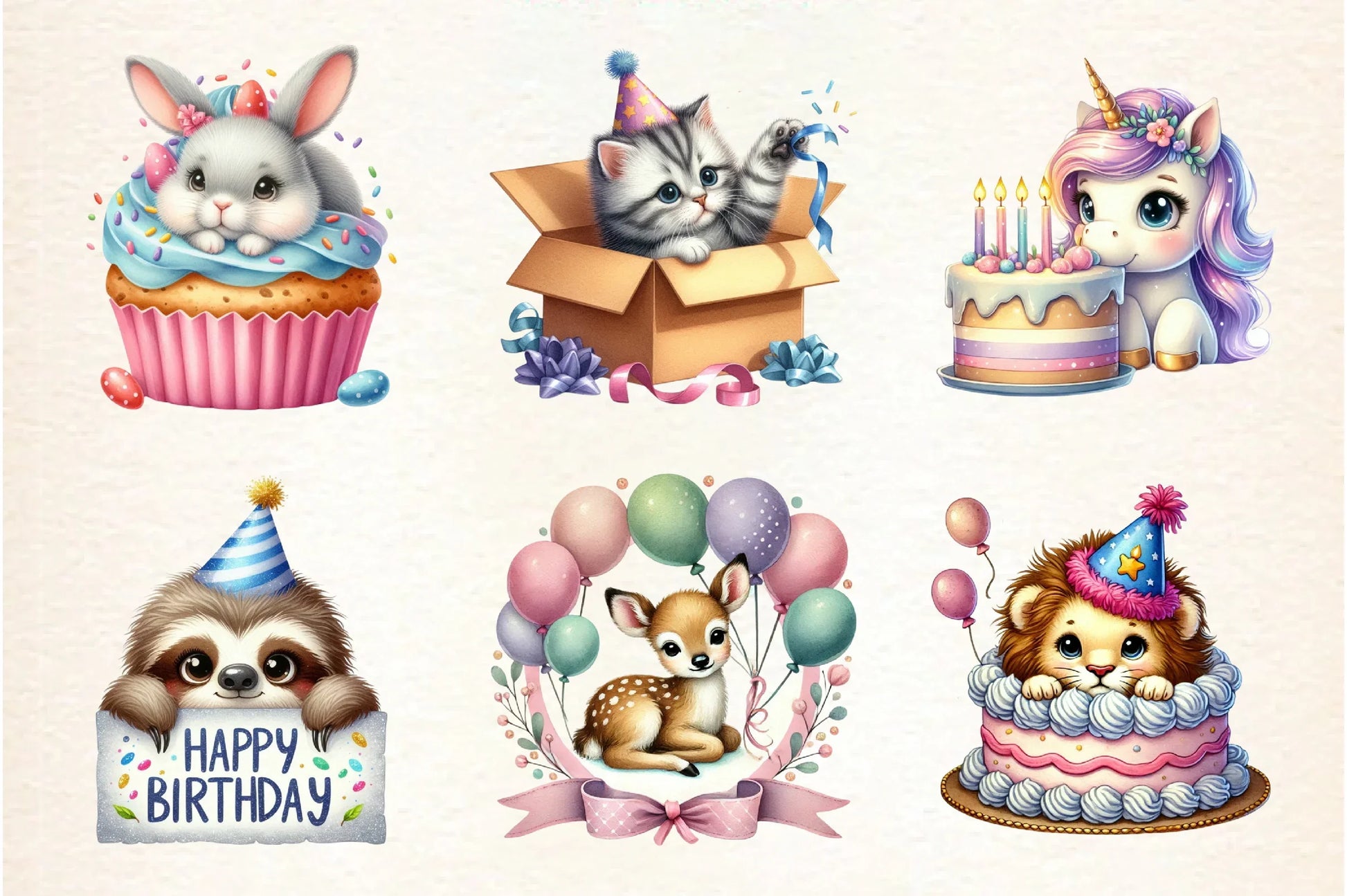 Peeking Birthday Animal Clipart Bundle - CraftNest - Digital Crafting and Art