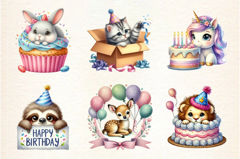 Peeking Birthday Animal Clipart Bundle - CraftNest - Digital Crafting and Art