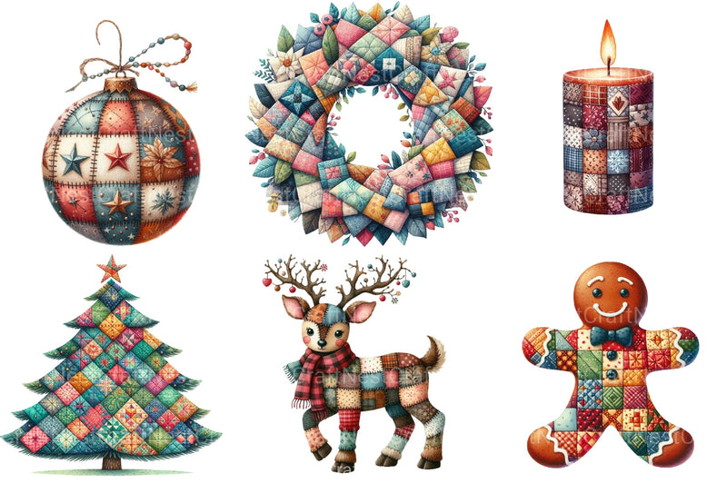 Patchwork Christmas Clipart Bundle 99 - CraftNest - Digital Crafting and Art
