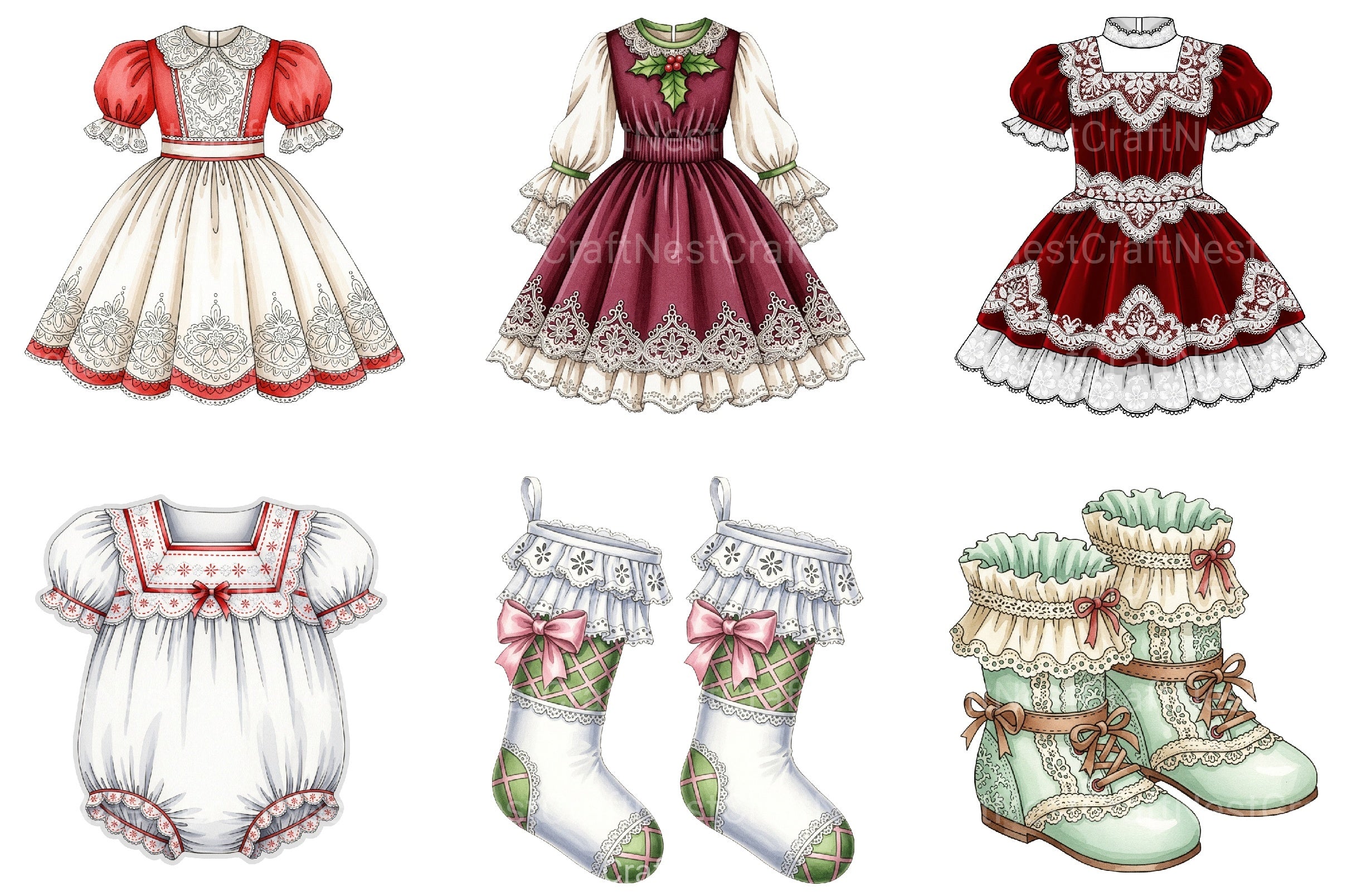 Christmas Baby Clothes Clipart Bundle - CraftNest - Digital Crafting and Art
