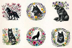 Spring Black Wolf Clipart Bundle - CraftNest - Digital Crafting and Art
