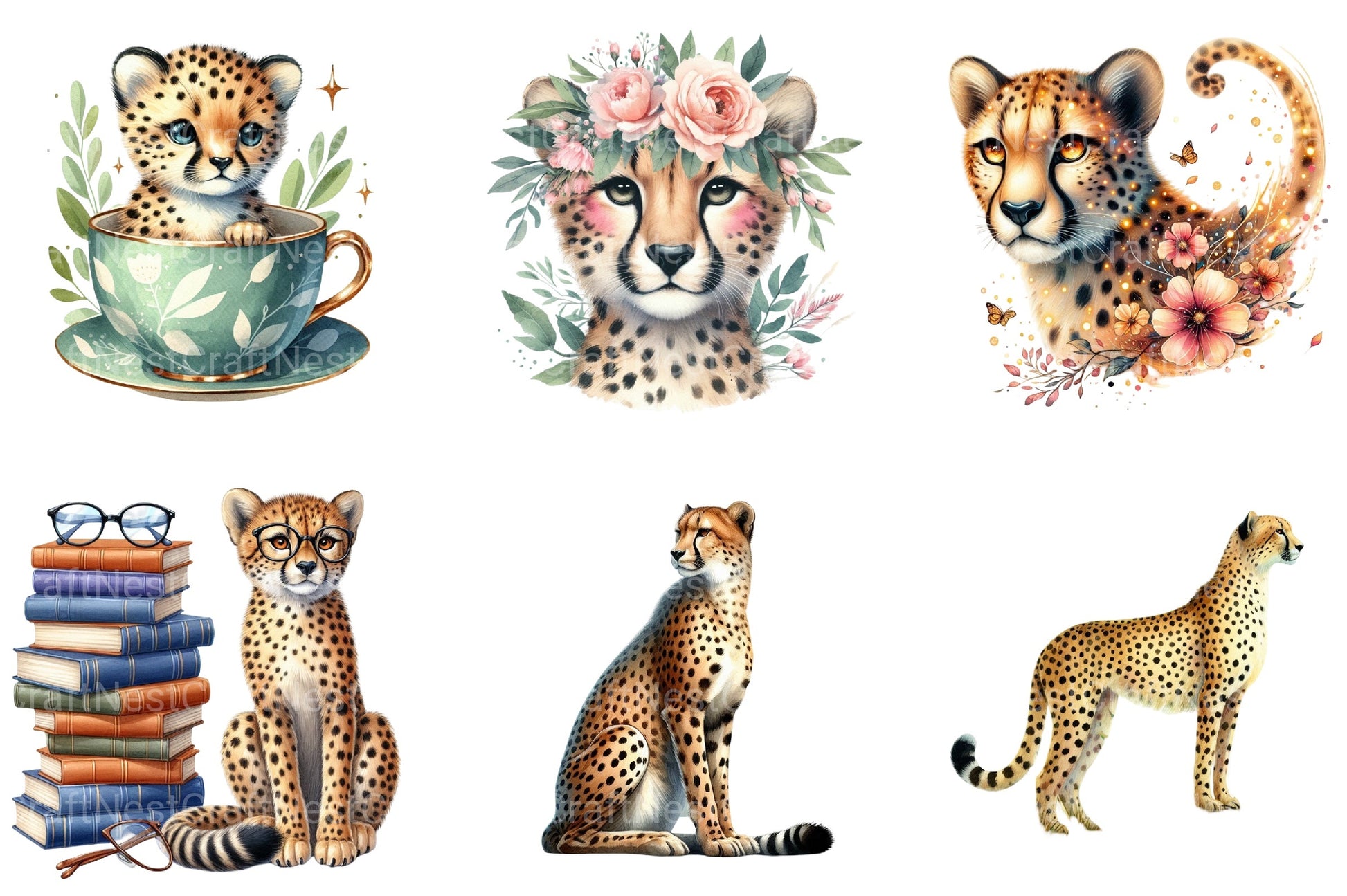 Cheetah Clipart Bundle - CraftNest - Digital Crafting and Art