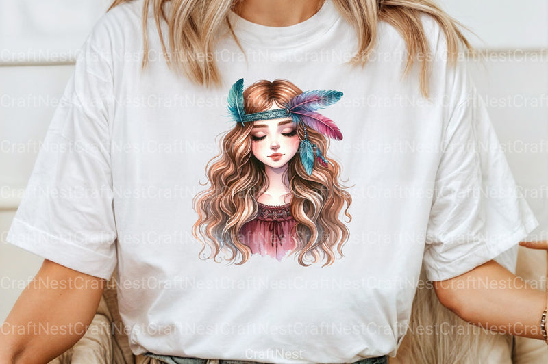 Tribal Boho Girl Clipart Bundle 12 - CraftNest - Digital Crafting and Art