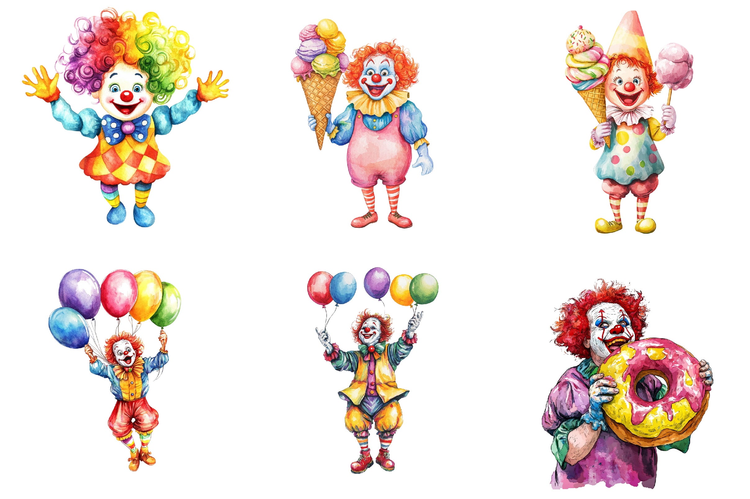 Funny Clowns Clipart Bundle