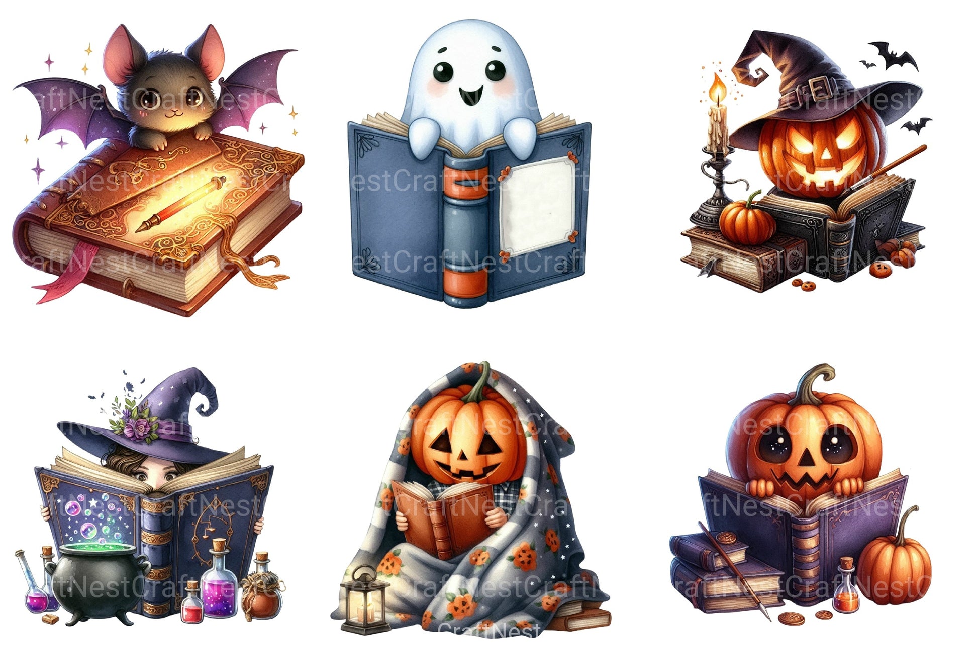 Green & White Halloween Clipart Bundle 2 - CraftNest - Digital Crafting and Art