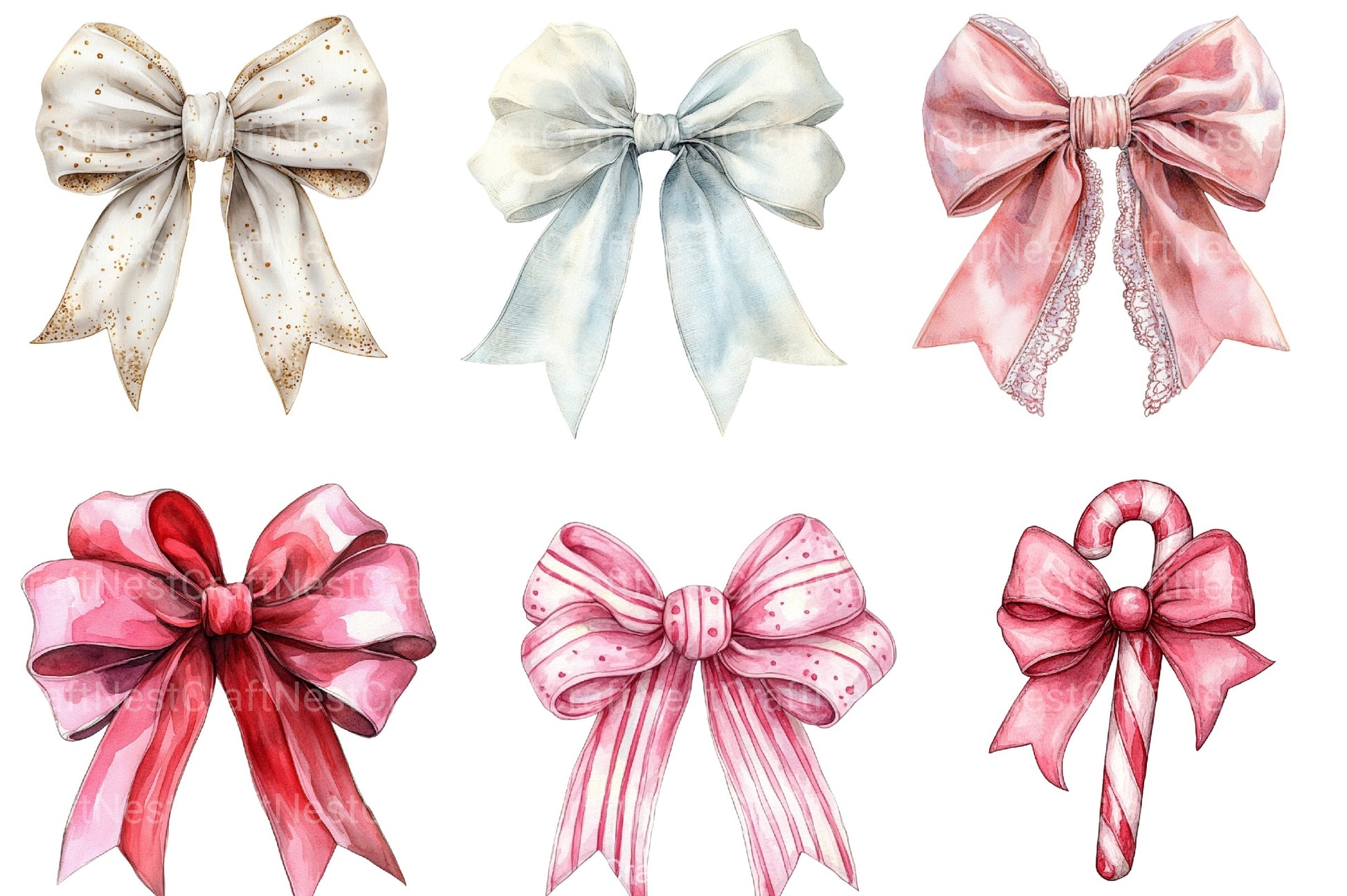 Coquette Christmas Bow Clipart Bundle - CraftNest - Digital Crafting and Art