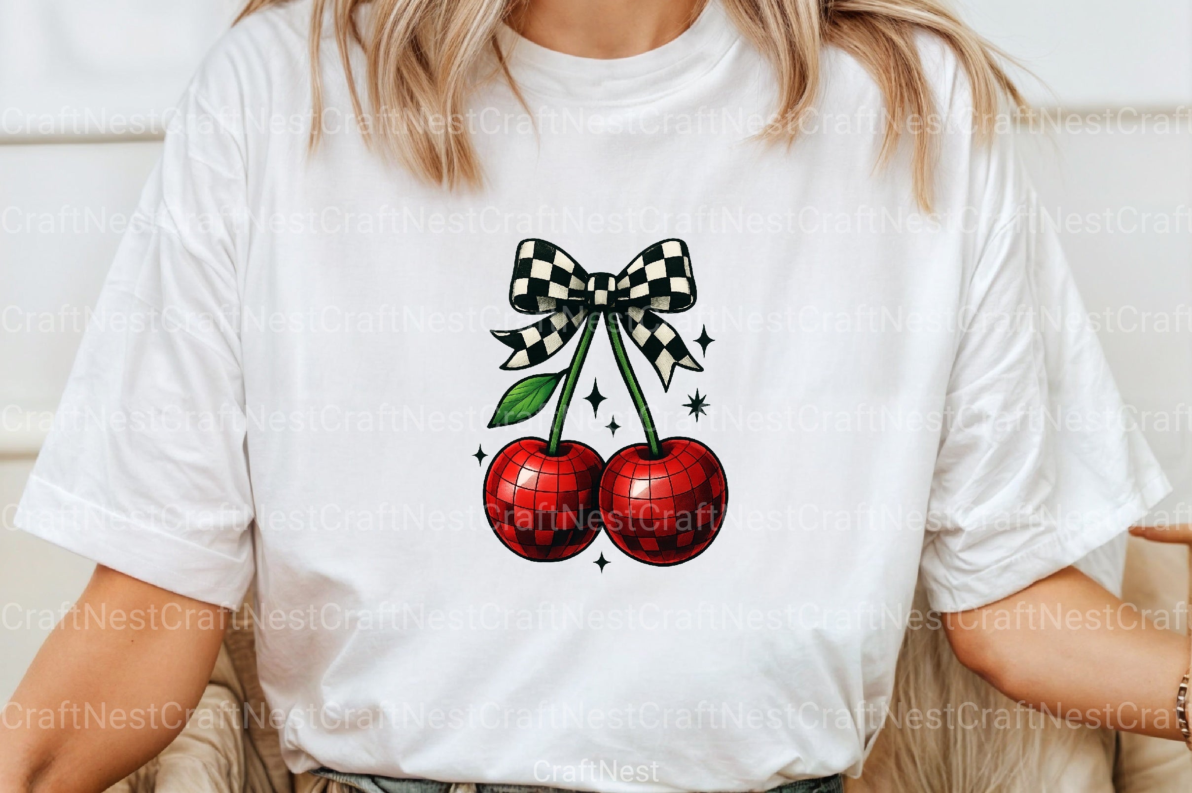 Trendy Checkered Bow & Cherry Clipart Bundle - CraftNest - Digital Crafting and Art