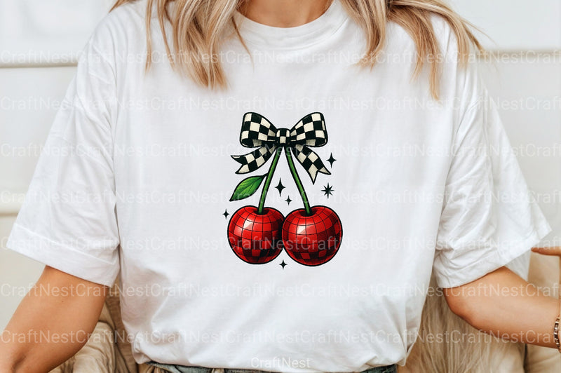 Trendy Checkered Bow & Cherry Clipart Bundle - CraftNest - Digital Crafting and Art