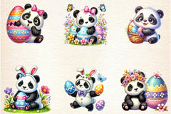 Easter Day Cute Panda Clipart Bundle - CraftNest - Digital Crafting and Art
