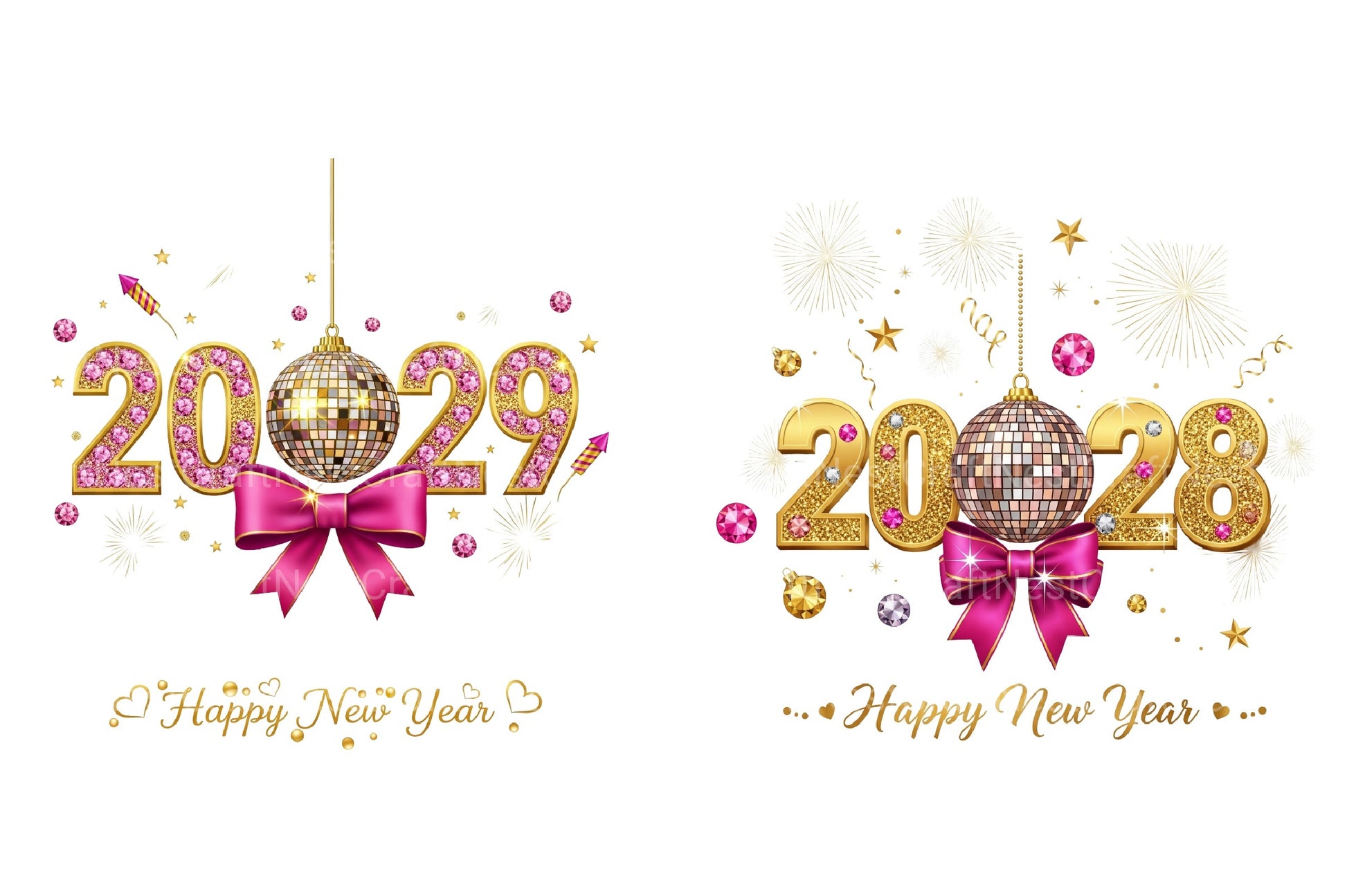 Glitter Happy New Year Clipart Bundle - CraftNest - Digital Crafting and Art
