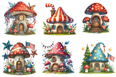 4th of July Mushroom House Clipart Bundle - CraftNest - Digital Crafting and Art