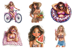 Leopard Print Summer Girl Clipart Bundle - CraftNest - Digital Crafting and Art