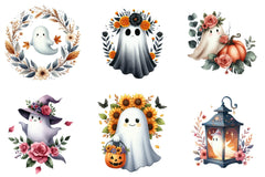 Halloween Floral Ghost Clipart Bundle - CraftNest - Digital Crafting and Art