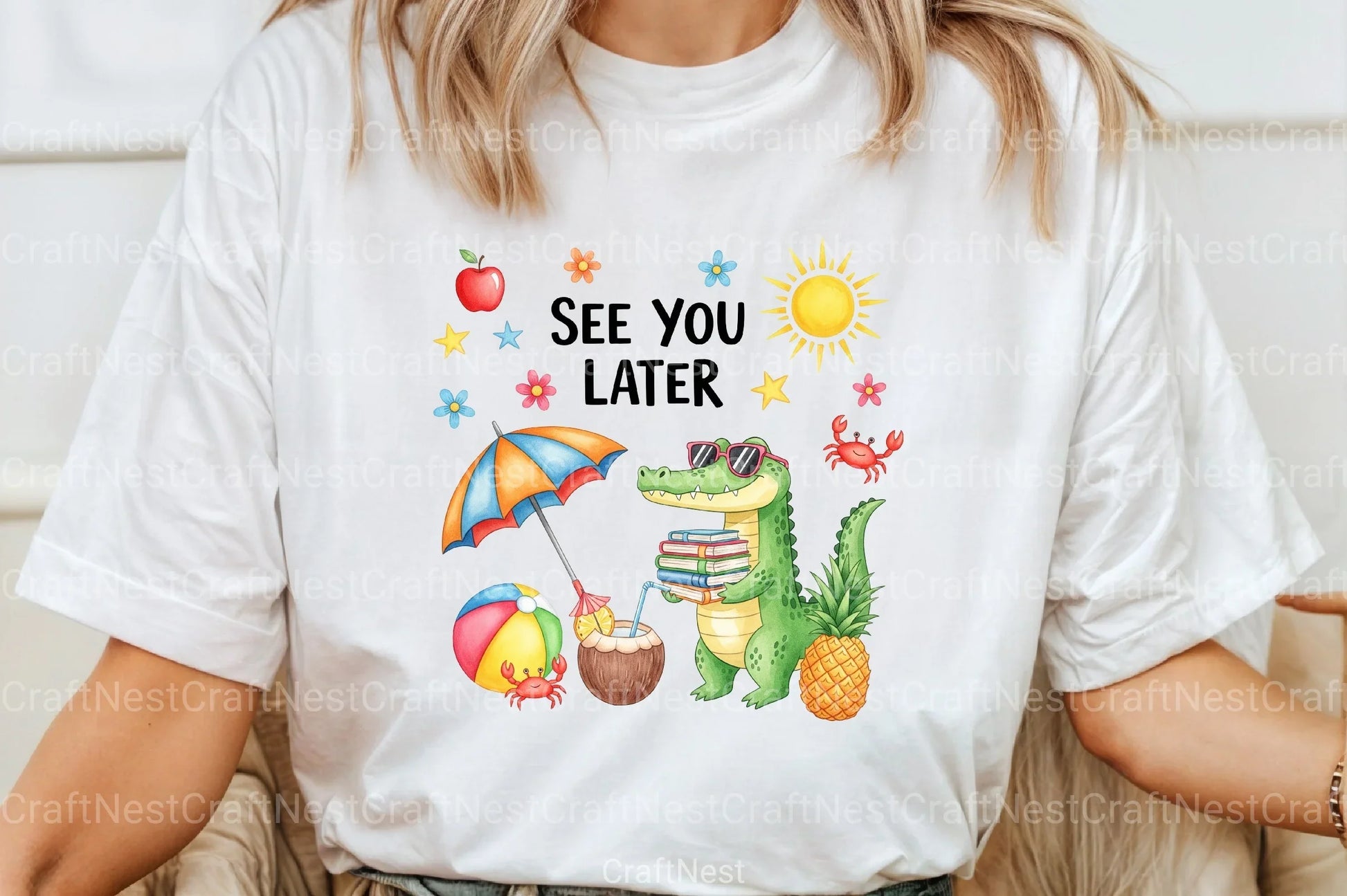 See You Later Summer Beach Alligator Clipart Bundle - CraftNest - Digital Crafting and Art