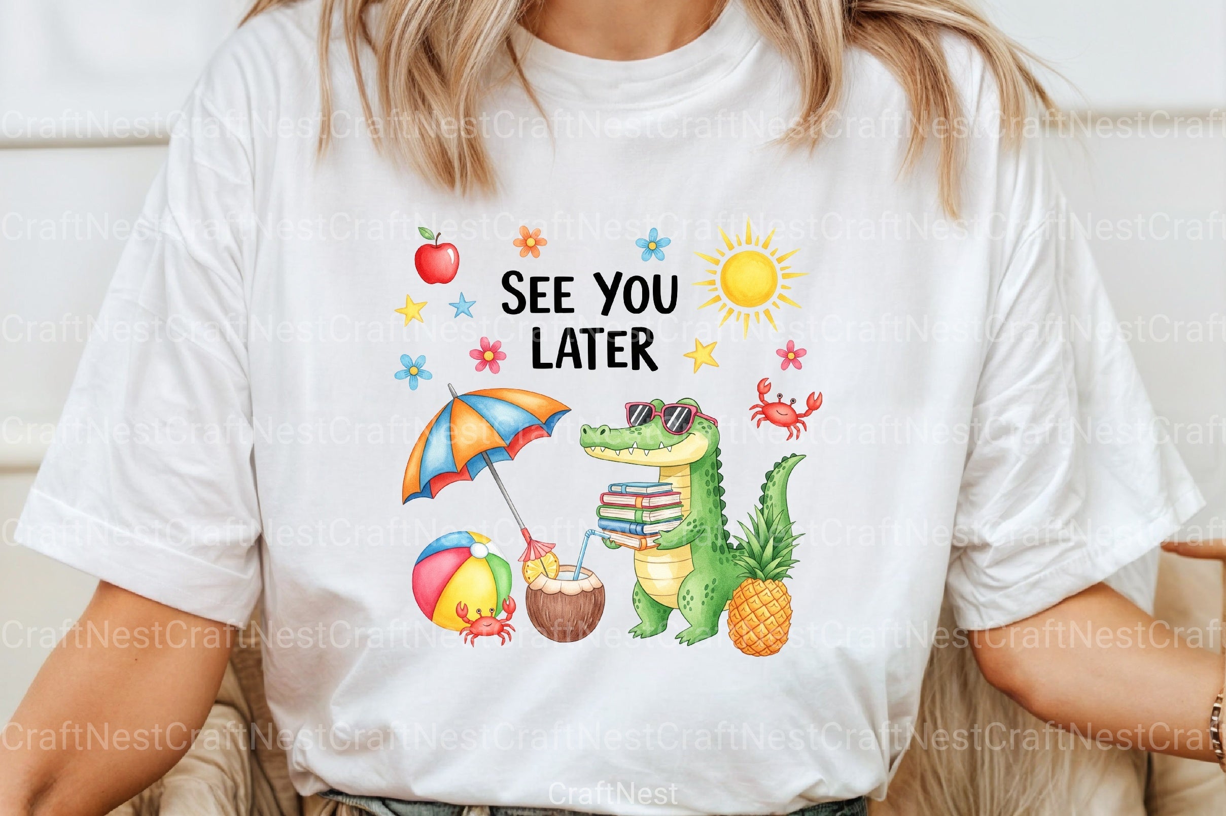 See You Later Summer Beach Alligator Clipart Bundle - CraftNest - Digital Crafting and Art