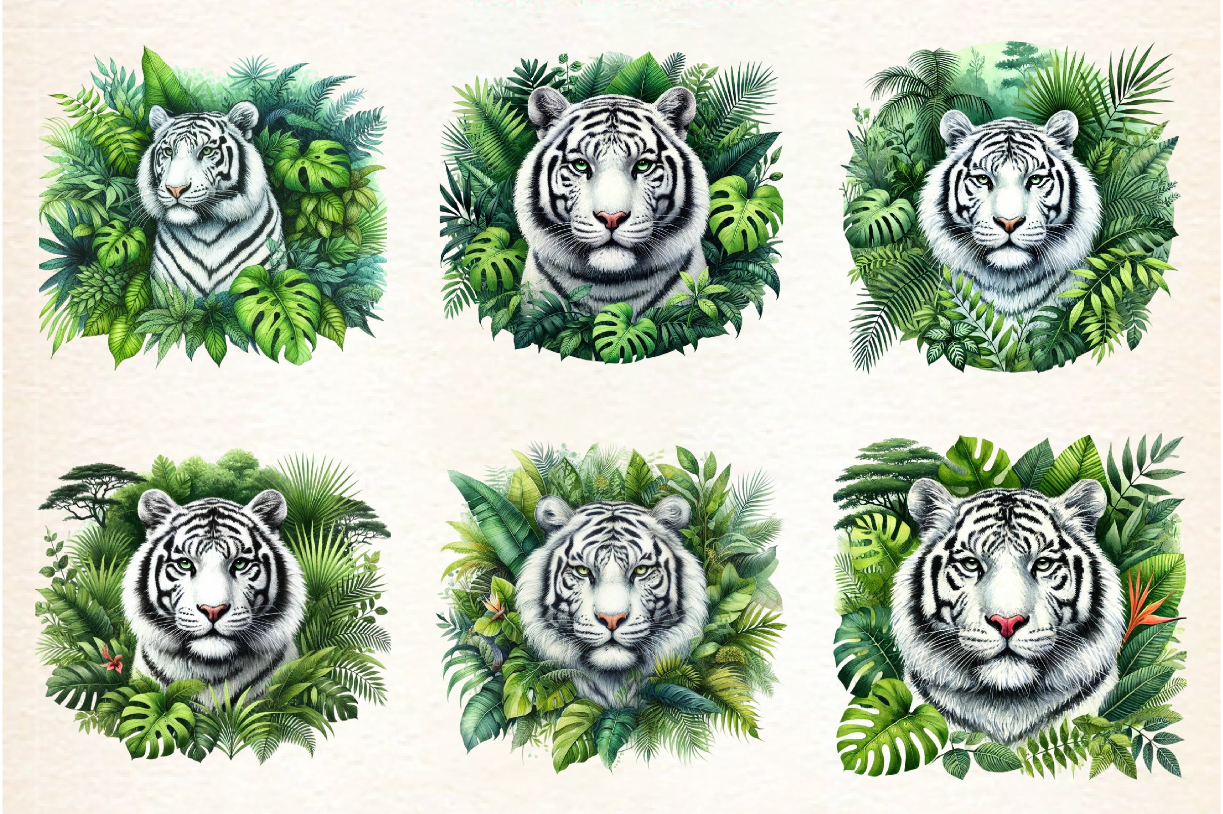 White Tiger Clipart Bundle