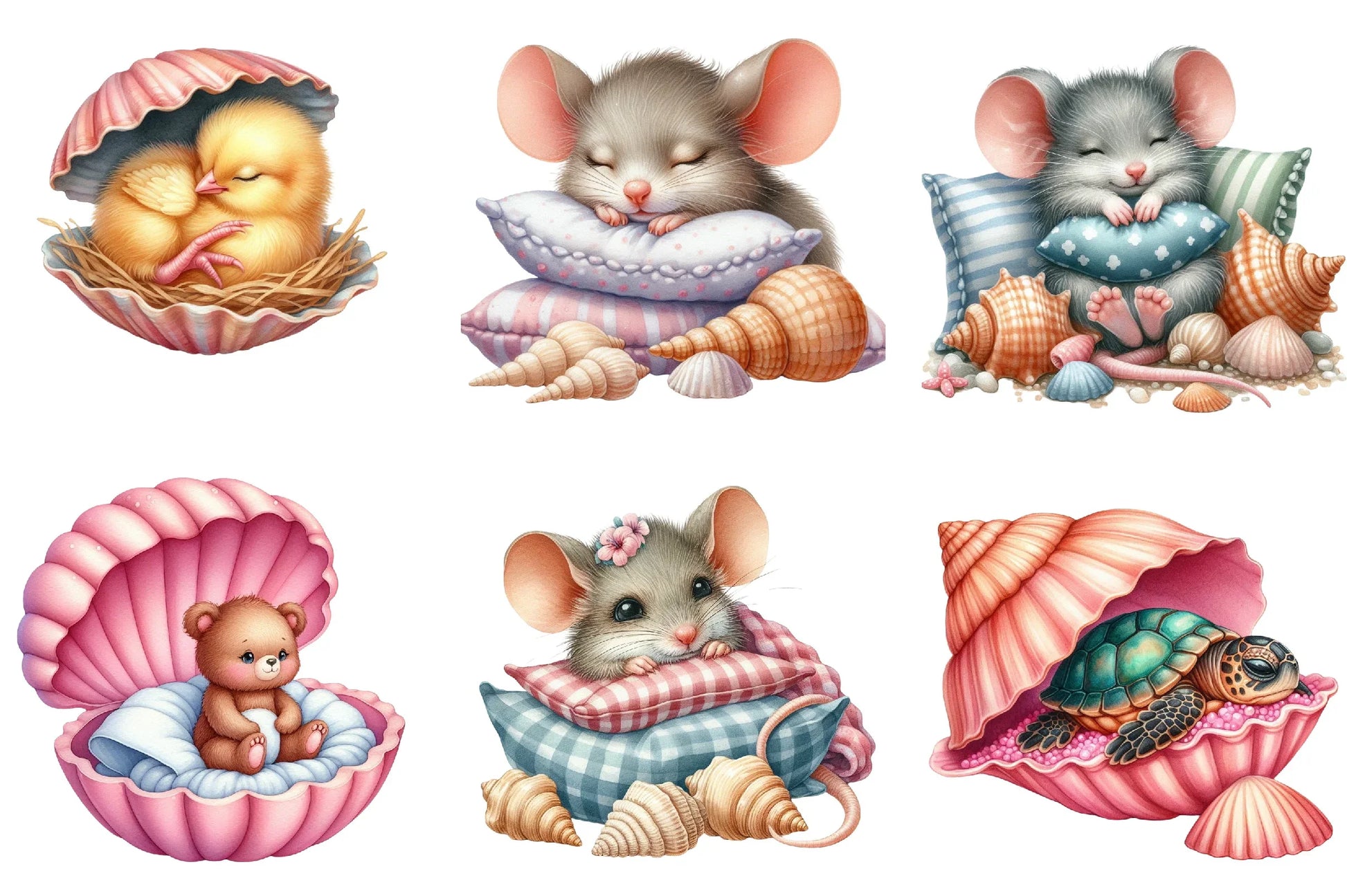 Seashell Baby Animals Clipart Bundle - CraftNest - Digital Crafting and Art