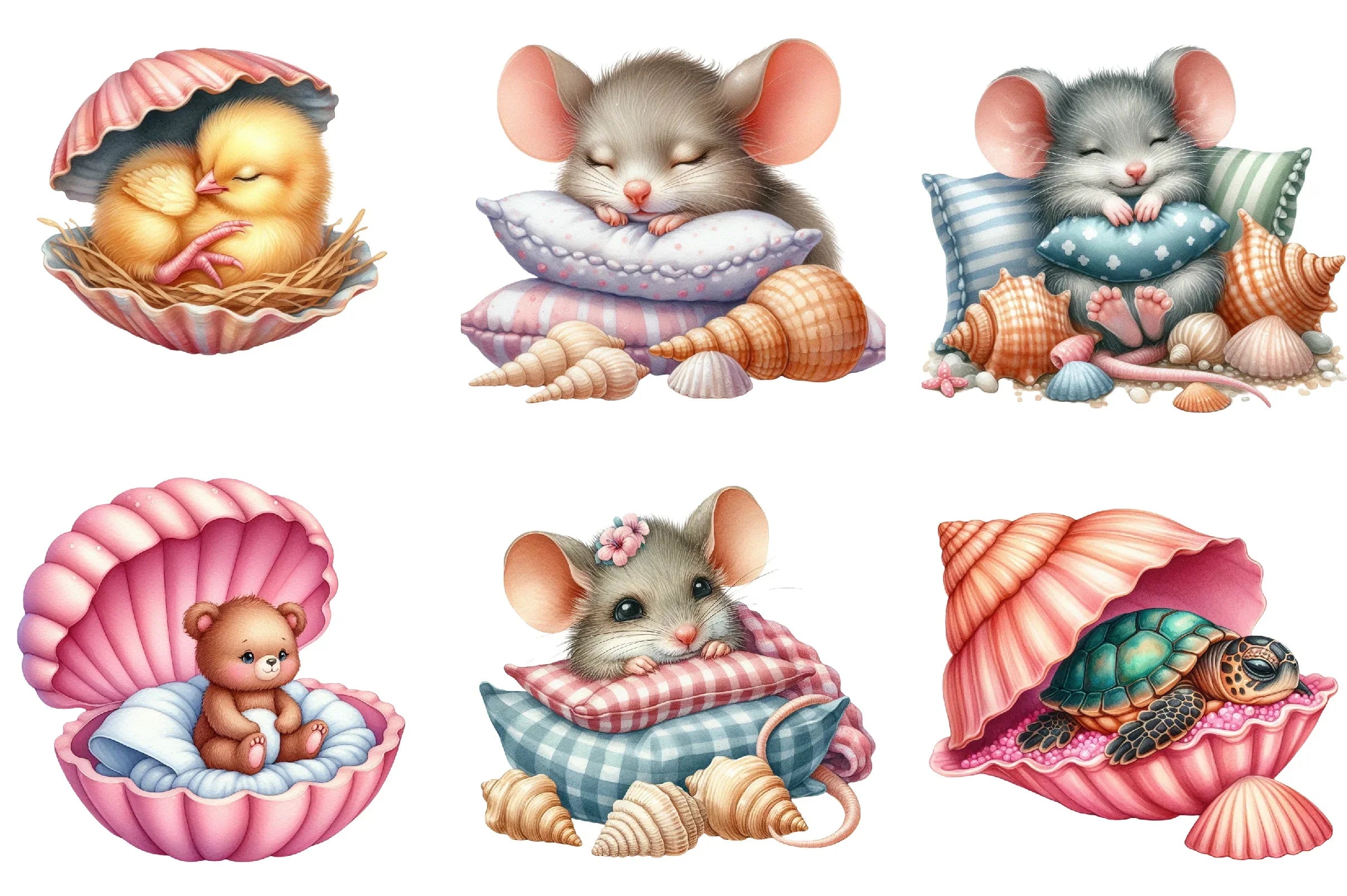 Seashell Baby Animals Clipart Bundle - CraftNest - Digital Crafting and Art