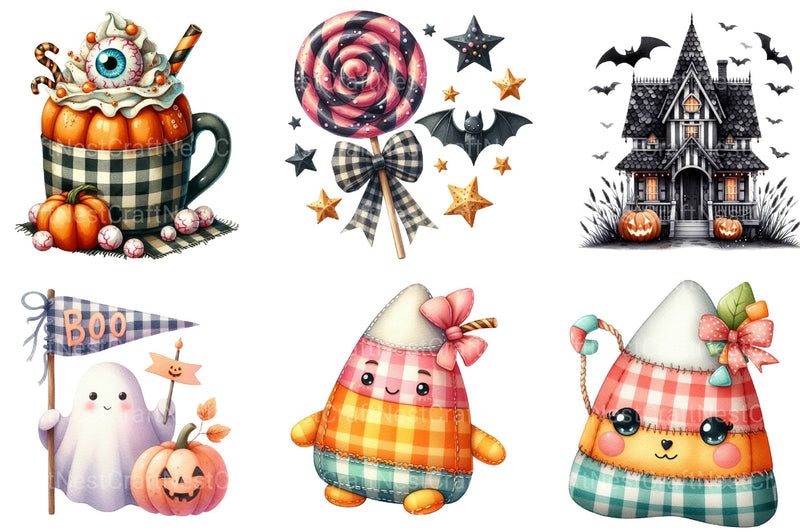 Gingham Halloween Clipart Bundle 4 - CraftNest - Digital Crafting and Art