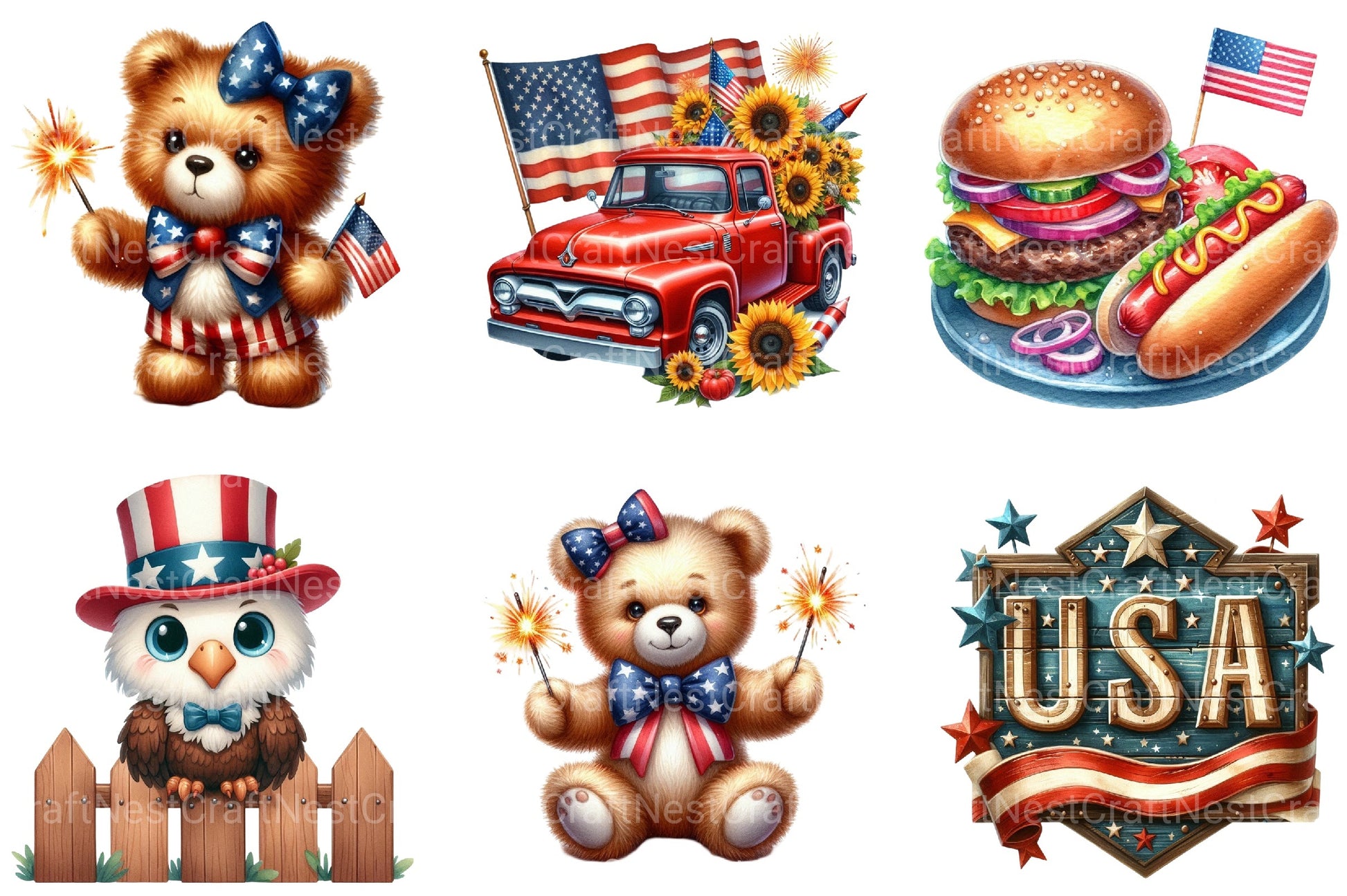 4th of July Clipart Bundle 1 - CraftNest - Digital Crafting and Art
