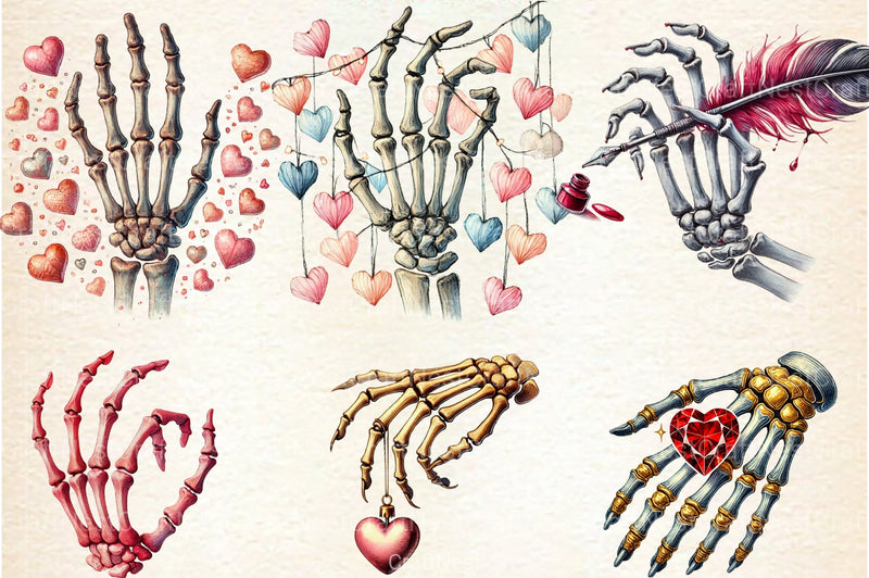 Valentine Skeleton Hand Clipart Bundle 1 - CraftNest - Digital Crafting and Art